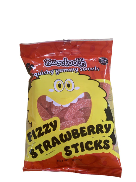 Sweetooth Fizzy Strawberry Sticks 150g Halal