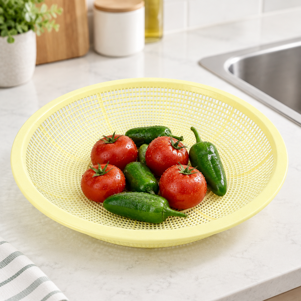 12 Inch Plastic Roti Serving Basket – Round Chapati Bread Dish