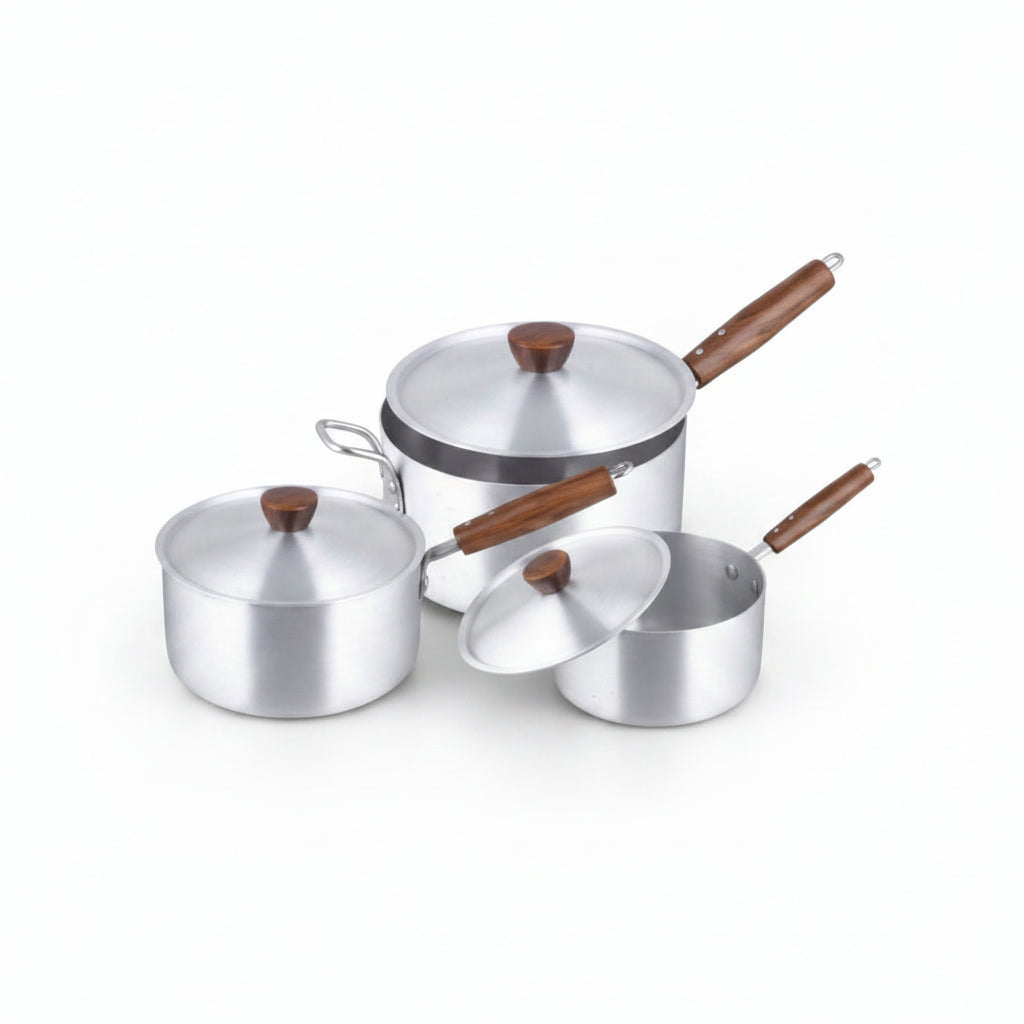 Mastercook Marc Saucepan 22-24-26cm Wooden Handle
