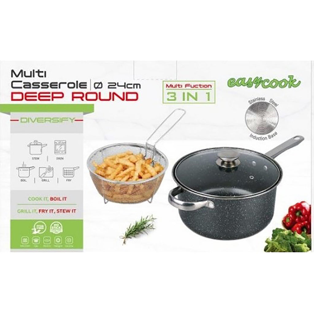 Easycook 24cm Chip Pan with Frying Basket