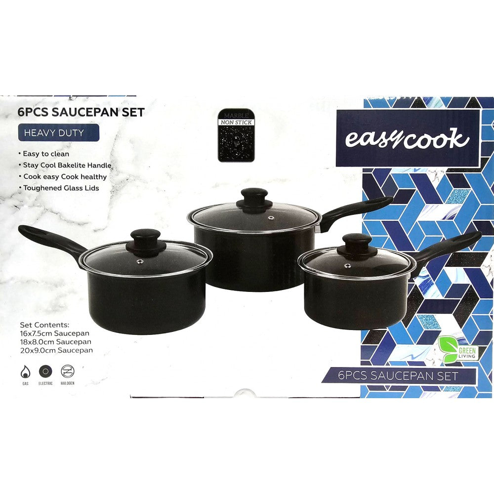 3Pc C/S Saucepan Set Glass Lid 16-18-20cm