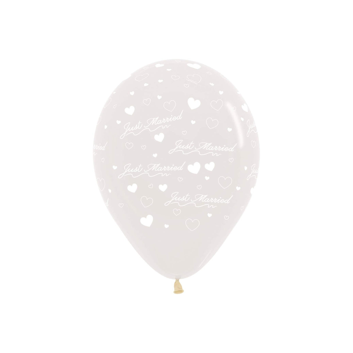 12" Round Crystal Clear Just Married Modern Balloons 25pk