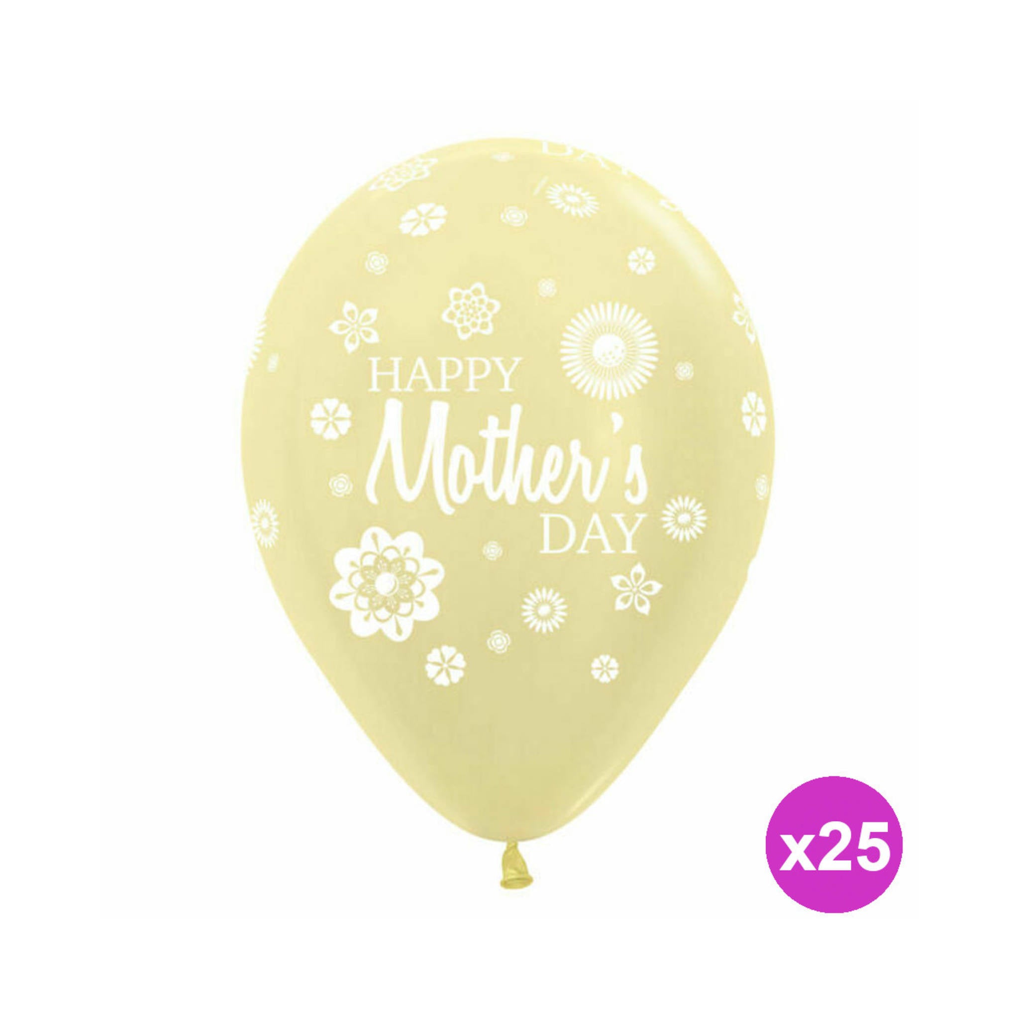 Round Satin Pearl Assorted Mothers Day Balloons | 25 Pack | 12 inch