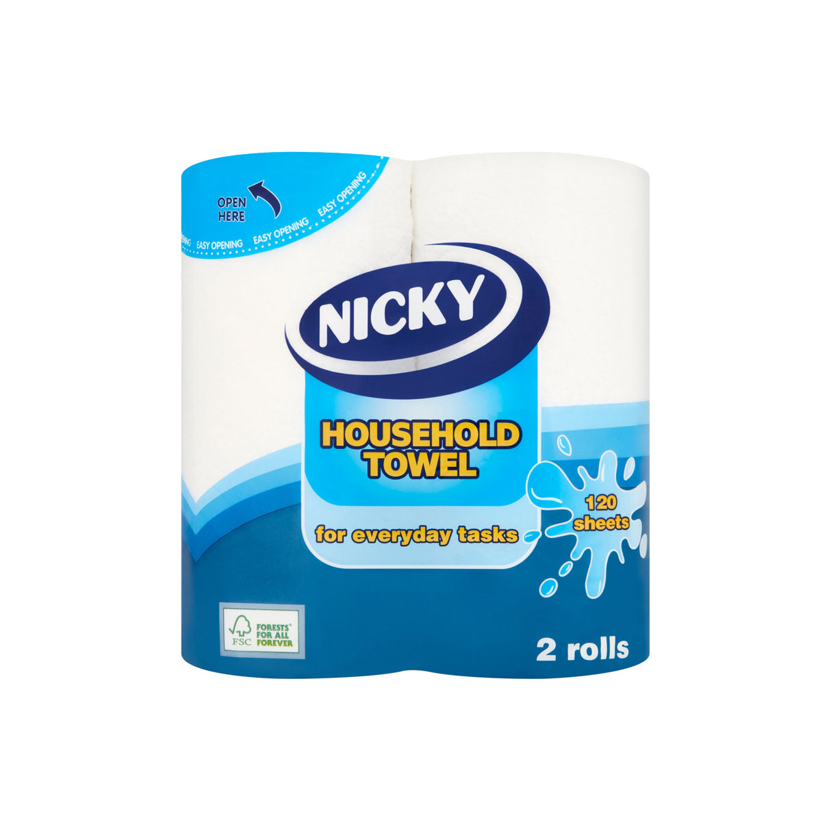 Nicky Kitchen Roll White 2pk