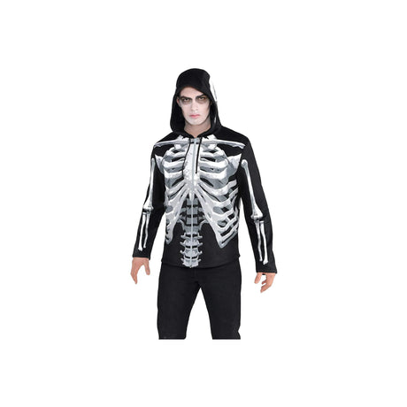 Black & Bone Men's Skeleton Hoodie Sweat Shirt Adult Tu Fancy Costumes