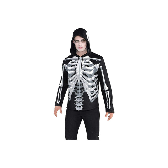 Black & Bone Men's Skeleton Hoodie Sweat Shirt Adult Tu Fancy Costumes
