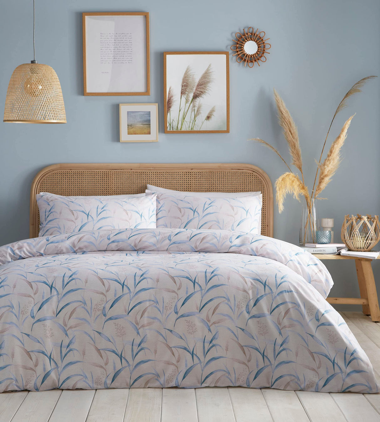 Portfolio Sea Grass Bedding Duvet Cover Set with Pillowcases Modern Contemporary Floral Soft on Skin Fully Machine Washable Easy Care Tumble Dry Bed Cover