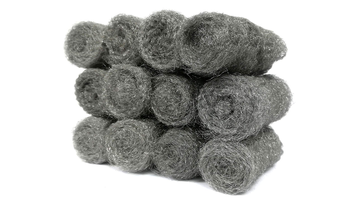 Steel Wool Wire 12 Pads Multipack (Sandpaper Alternative) 000# Extra Fine Grade for Cleaning and Polishing