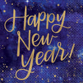 Happy New Year Midnight 16 Beverage Napkins 25cm