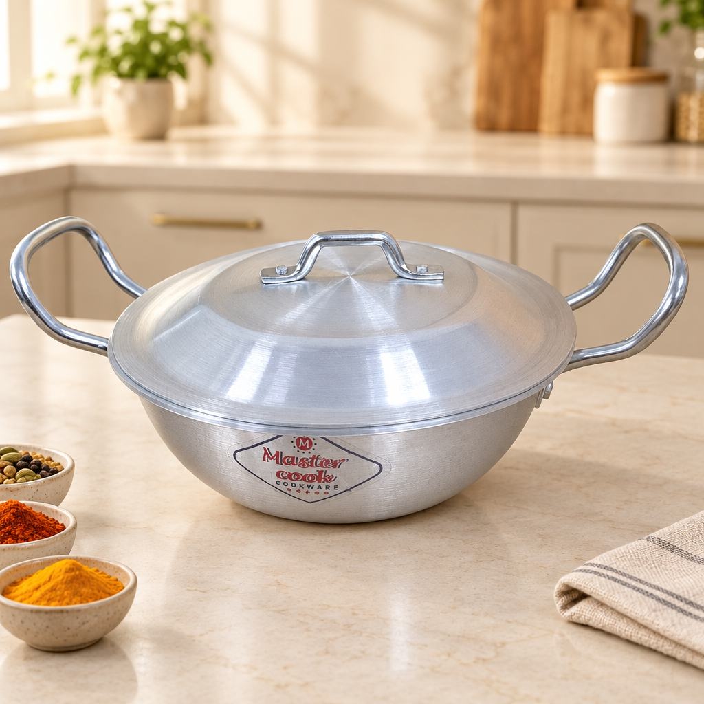 Mastercook 23cm Aluminium Kadai Karahi Cooking Pan with Lid