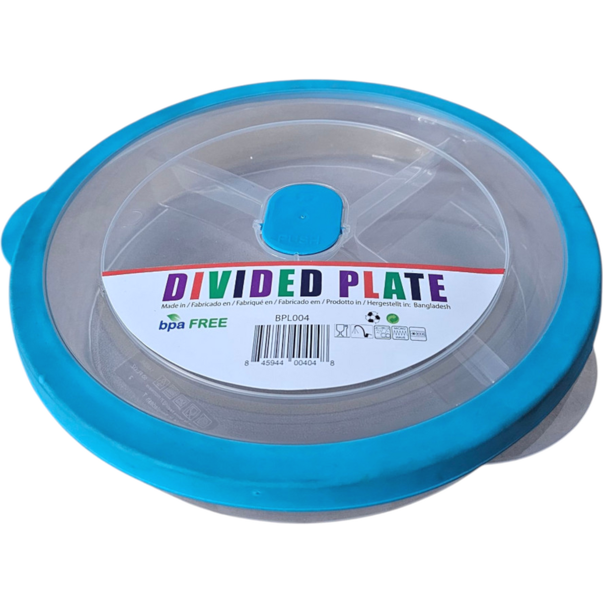 Plastic Divided Plate 4 Section with Lid 24cm