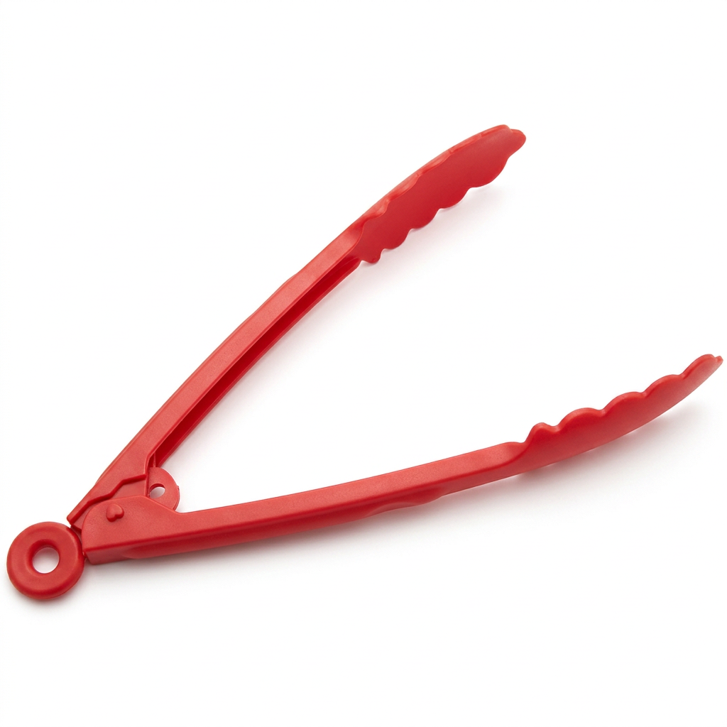 Red Plastic Food Tongs 23cm Kitchen Serving Tongs