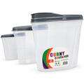 3-Pack Cereal Storage Containers with Grey Lids BPA-Free