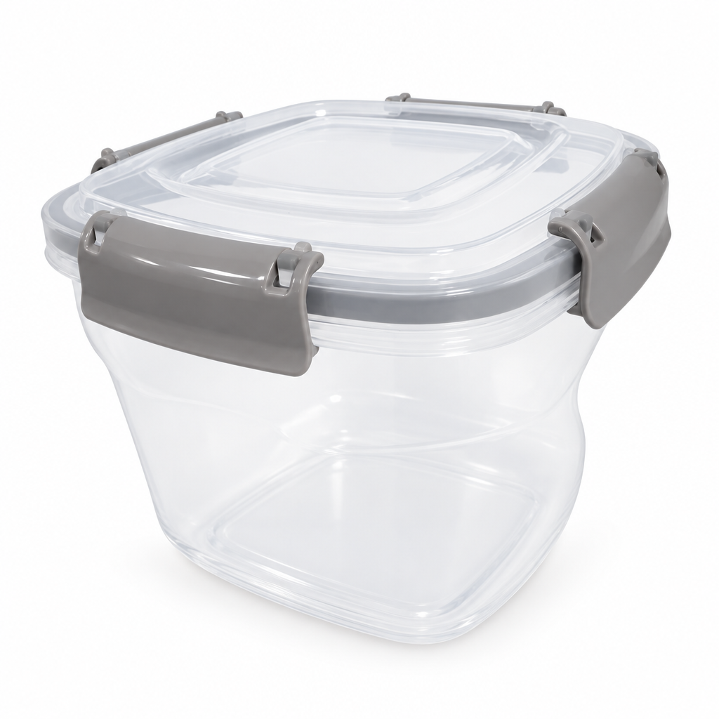450ml Clear Plastic Food Storage Container with Grey Locking Lid