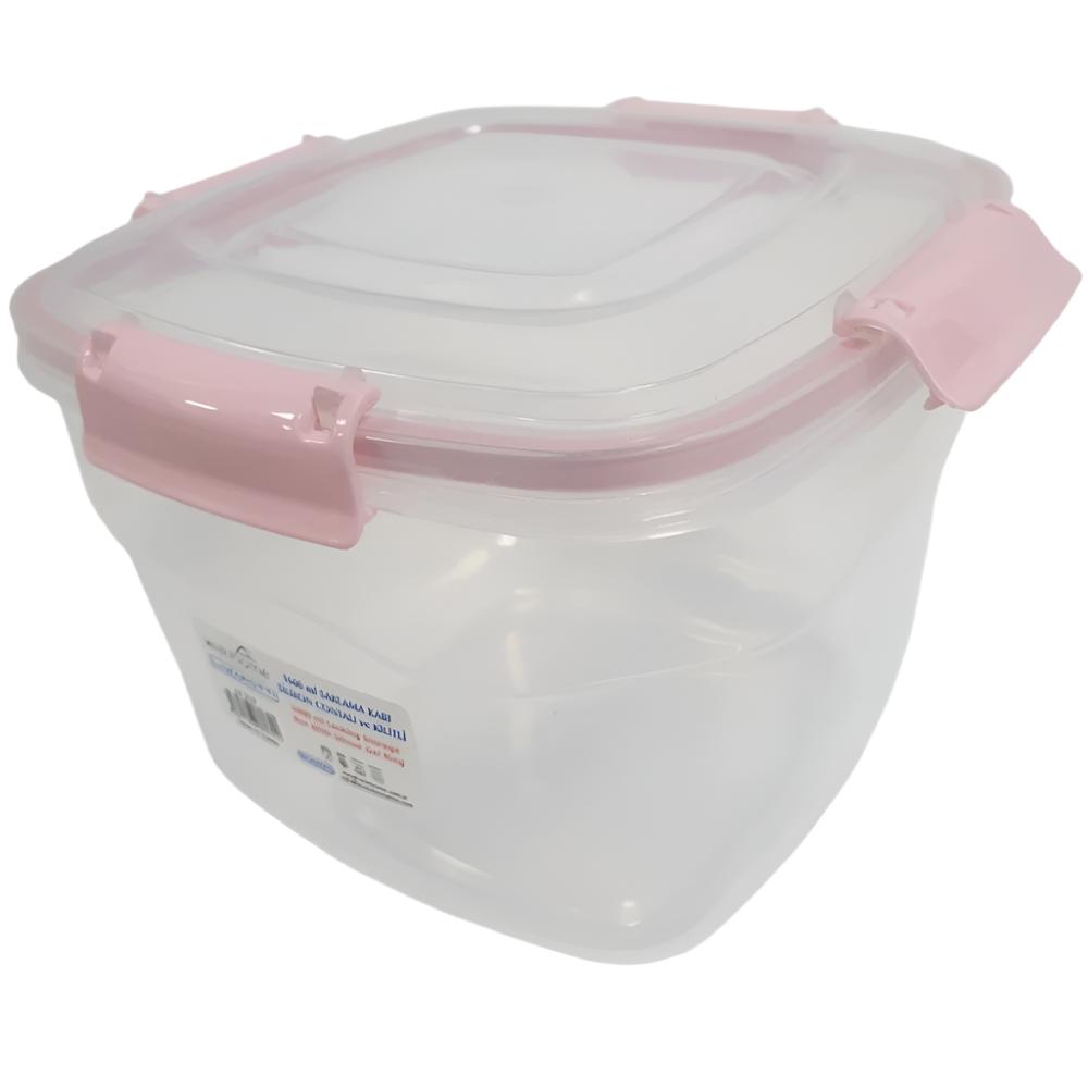 Airtight Plastic Storage Box 940ml Clear with Pink Clip-Lock Lid Leak-Proof