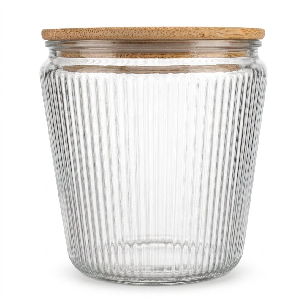 Upright jar with a level lid and straight-on studio view