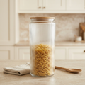 Ribbed Glass Storage Jar with Bamboo Lid 2L