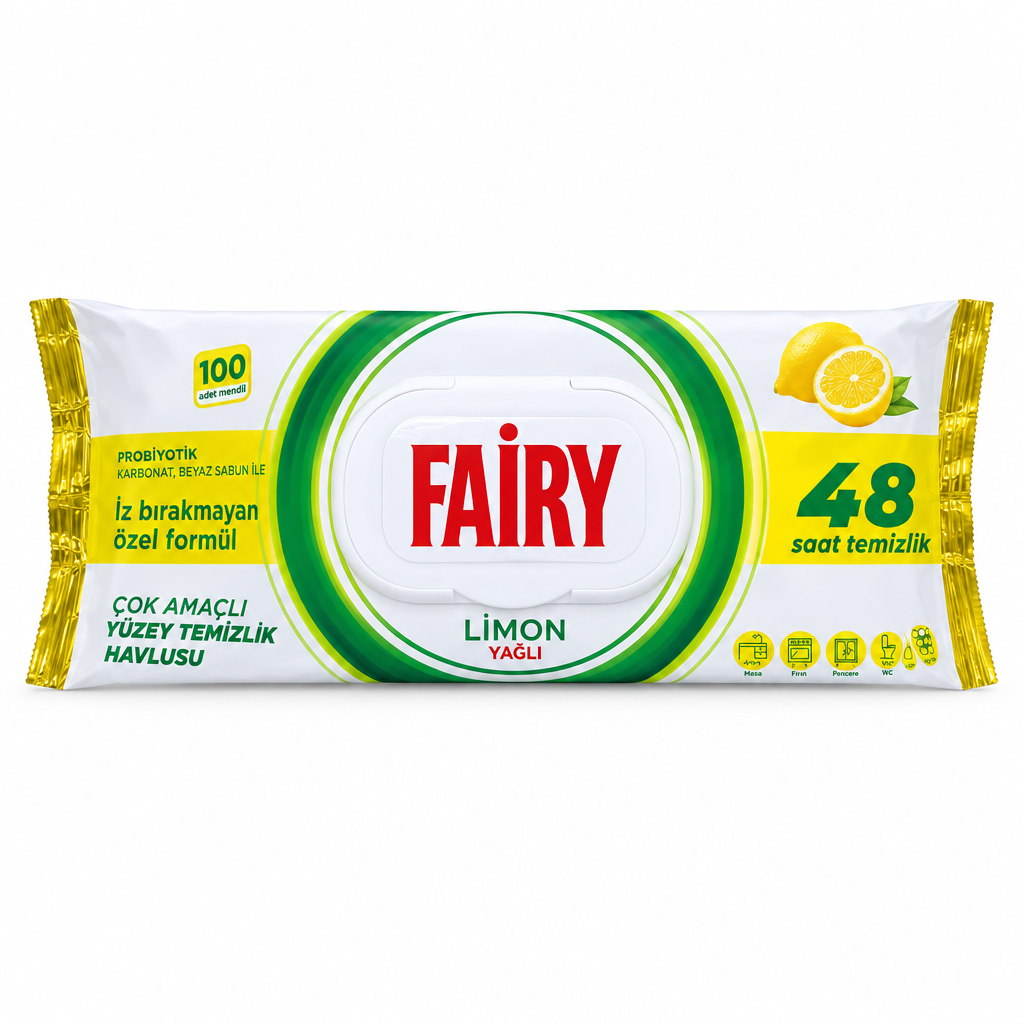 Fairy Lemon Multi Surface Cleaning Wipes clean studio image