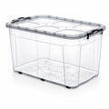 80 Litre Clear Plastic Storage Box with Lid, Clip Handles & Wheels