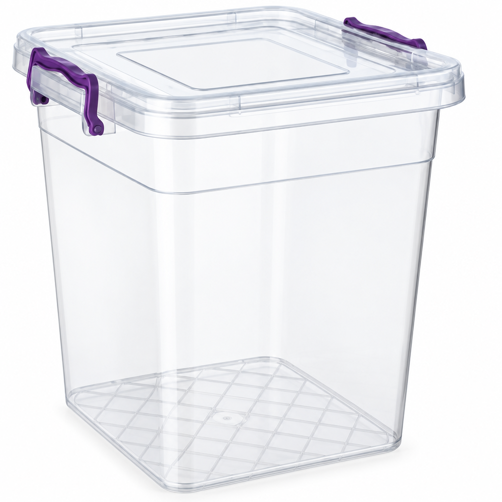 20L Clear Deep Storage Box with Lid and Clips