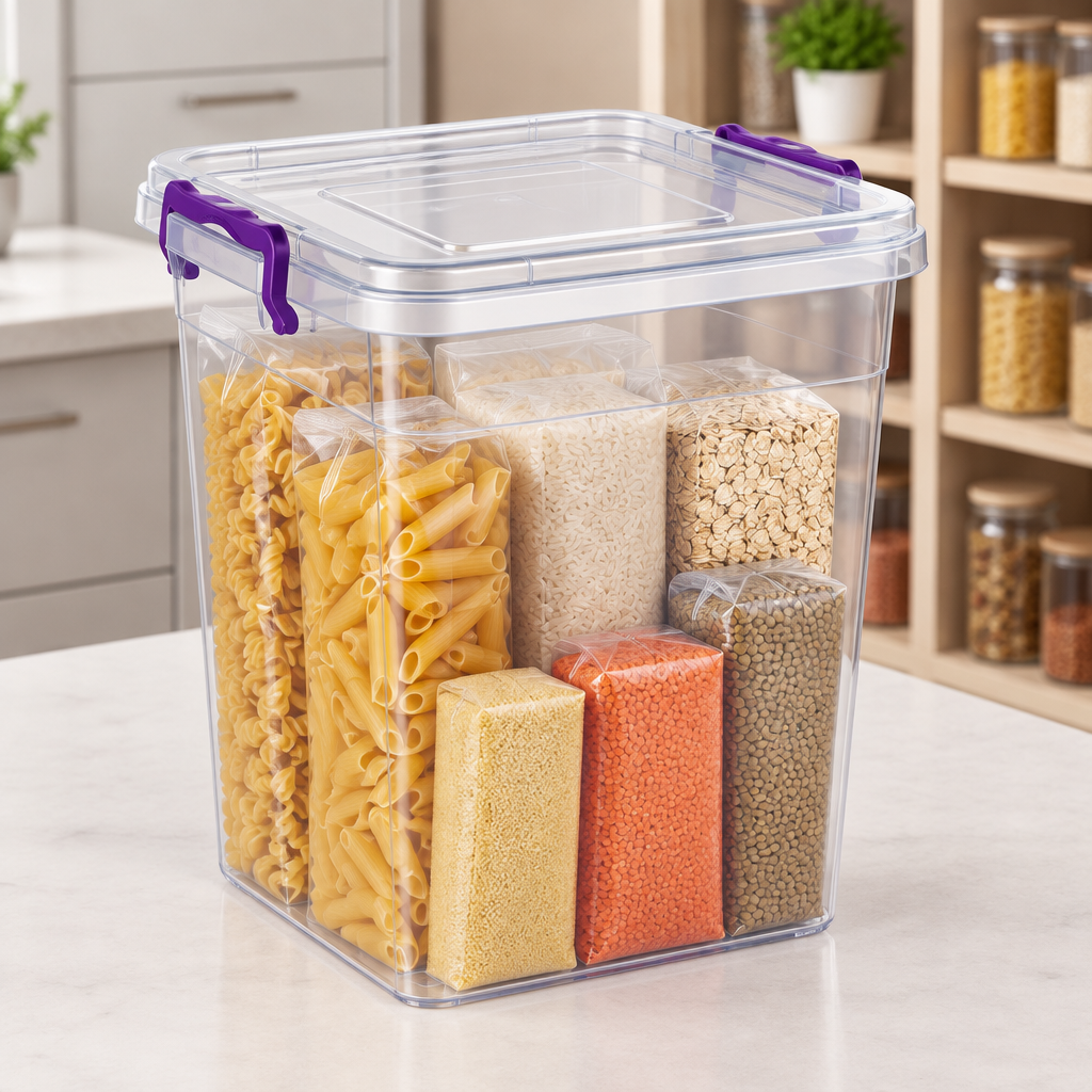20L Clear Deep Storage Box with Lid and Clips