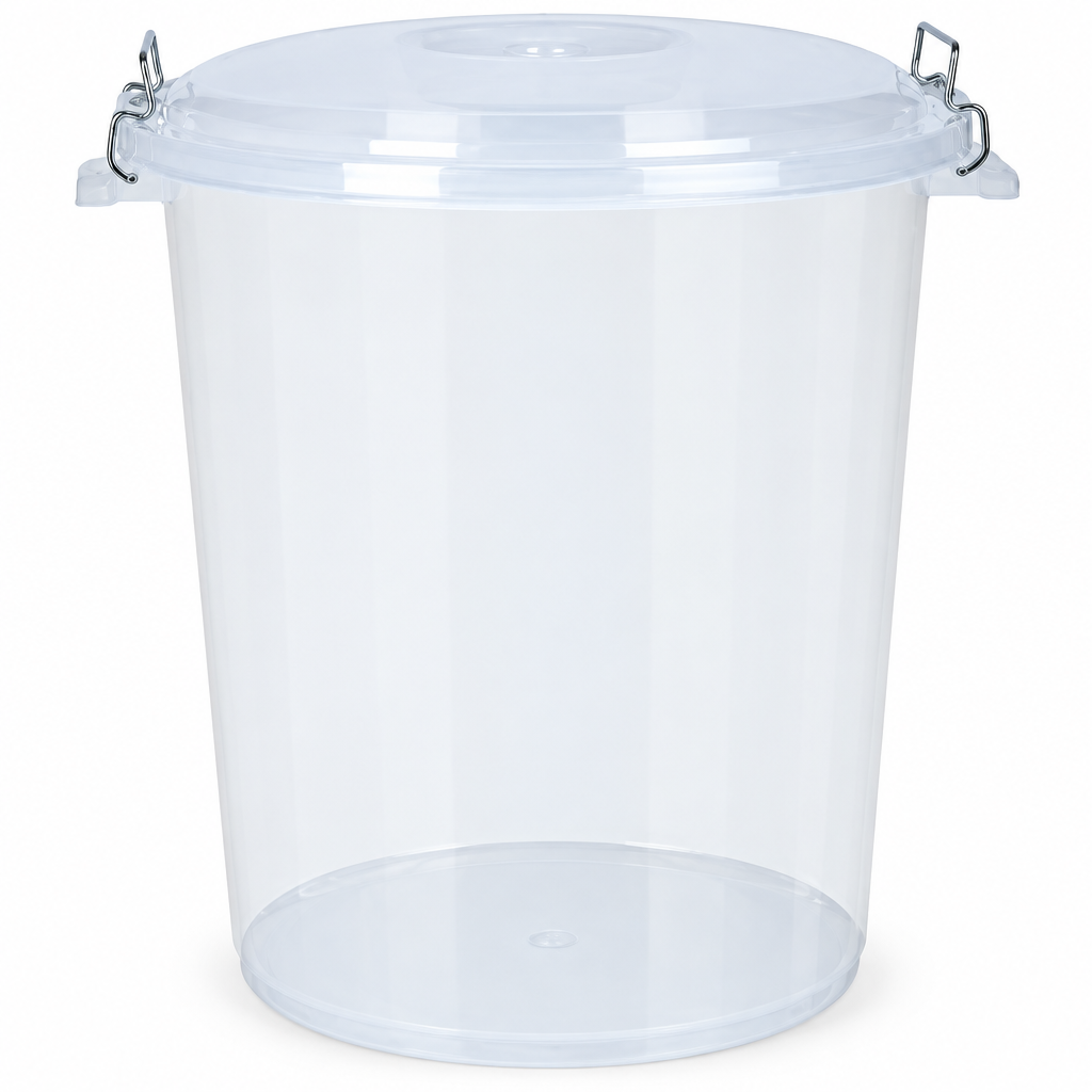 50 Litre Transparent Storage Bin with Lid & Locking Clips