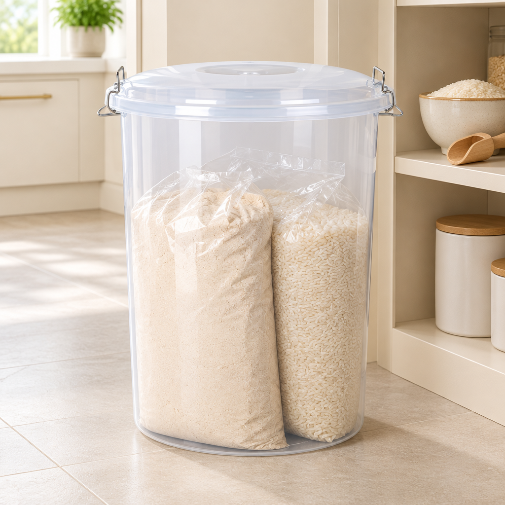 50 Litre Transparent Storage Bin with Lid & Locking Clips