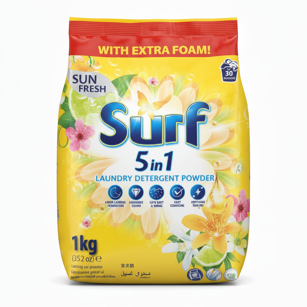 Surf 5in1 Laundry Detergent Powder Sun Fresh 1kg 30 Washes