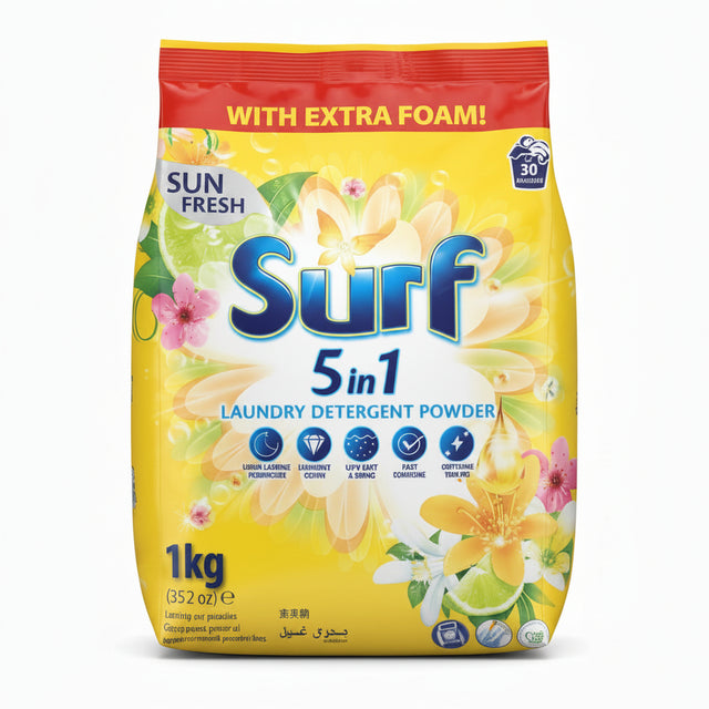Surf 5in1 Laundry Detergent Powder Sun Fresh 1kg 30 Washes