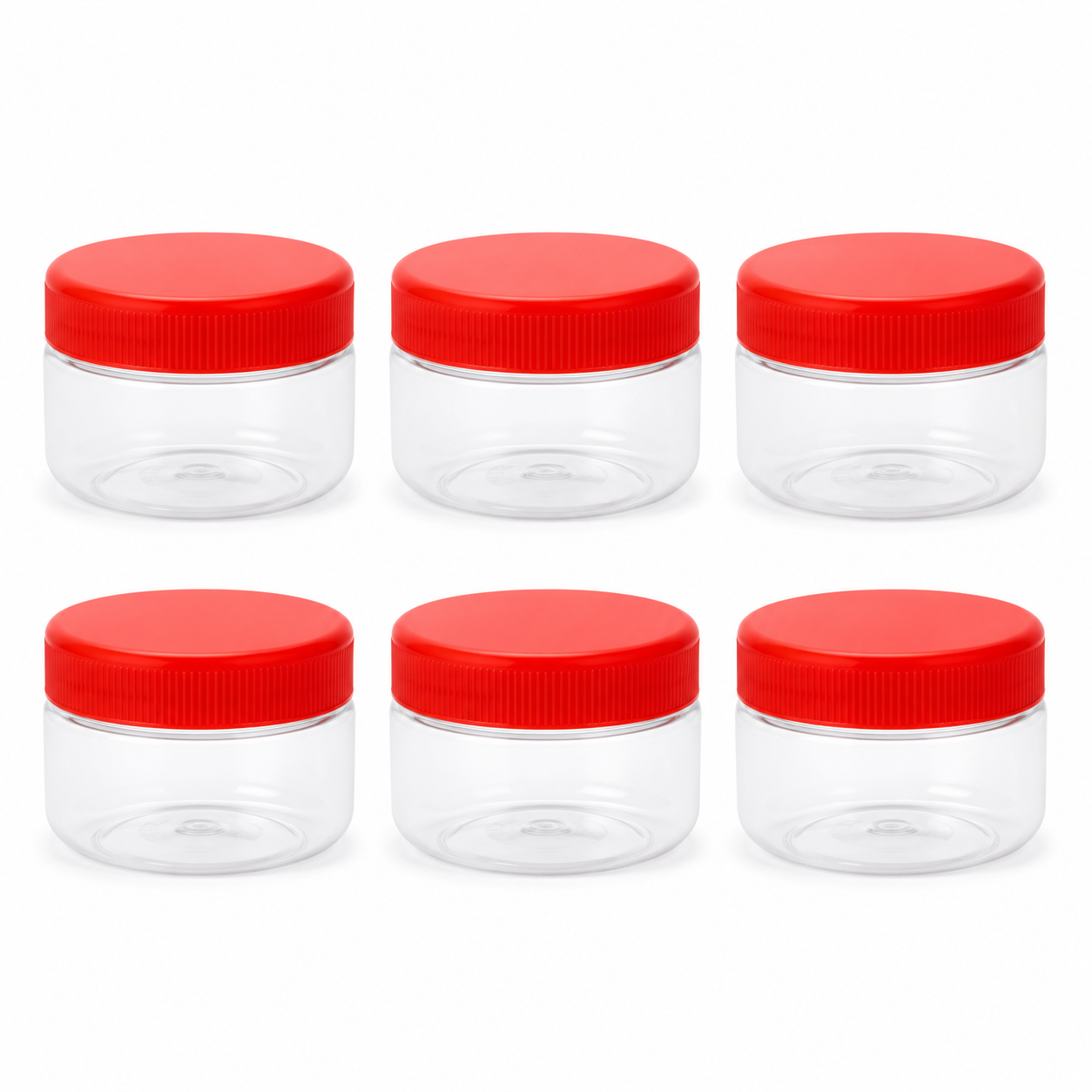 SUNPET Clear Plastic Storage Jars with Red Lids Food Safe PET Pack of 3 or 6