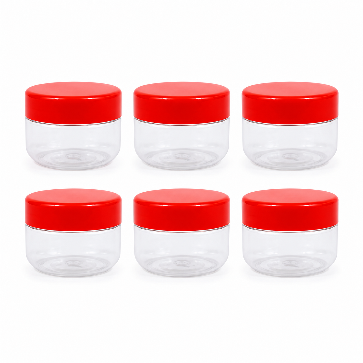 SUNPET Clear Plastic Storage Jars with Red Lids Food Safe PET Pack of 3 or 6