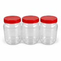 Kitchenmaster Clear PET Storage Jars with Red Lids 500ml – Set of 3
