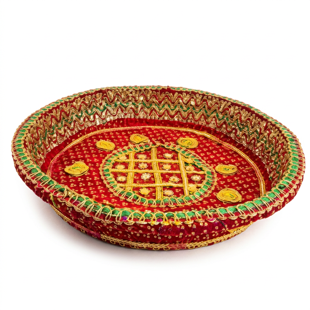 A rectangular silver metal serving tray with a decorative embossed floral pattern in the center and a beaded scalloped rim, shown on a plain white background.