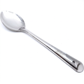 A polished stainless steel soup spoon with a hanging hole on the handle, shown diagonally on a clean white background. The brand name 'CUPRERO' is engraved on the handle.