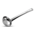 A polished stainless steel ladle with a long handle and a hanging hole, shown on a clean white background. The brand name 'Vollrath' is engraved on the handle.