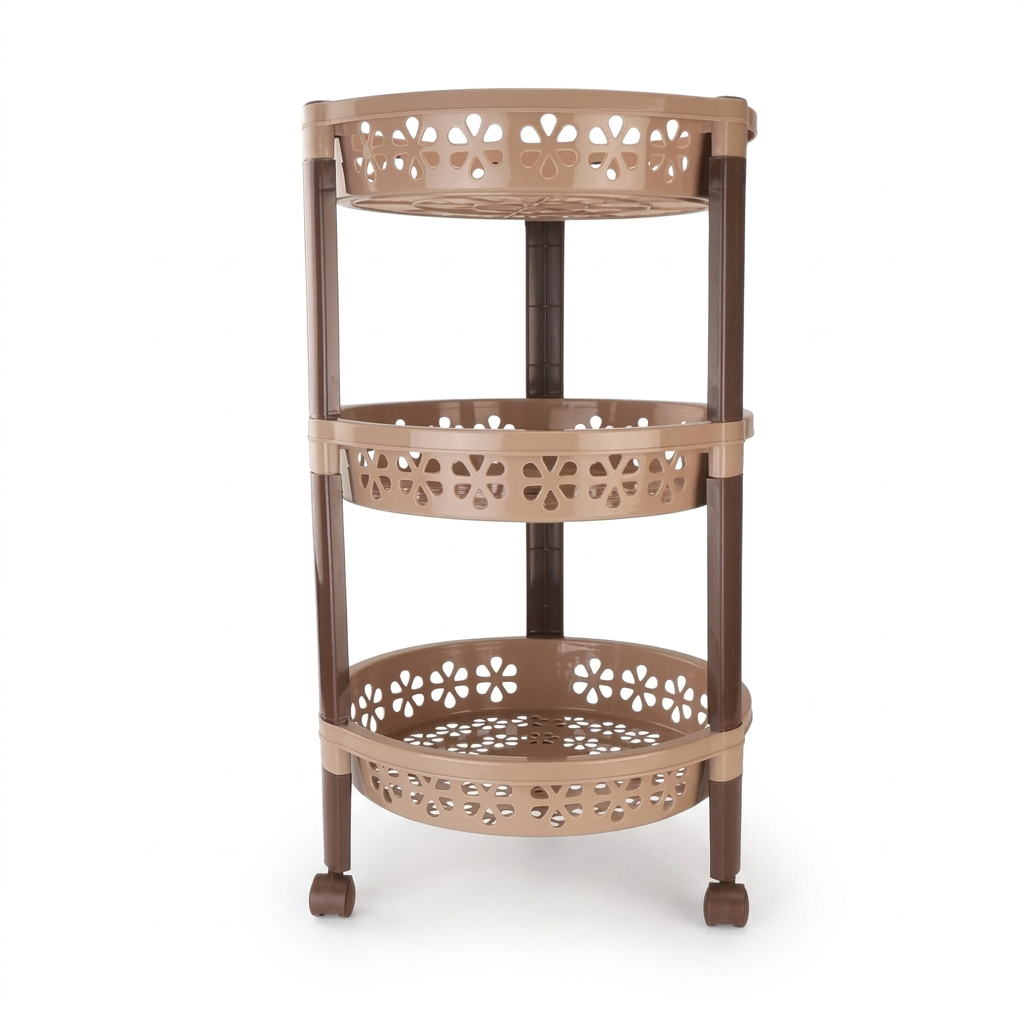 Candy 3 Tier Round Plastic Fruit and Vegetable Storage Trolley