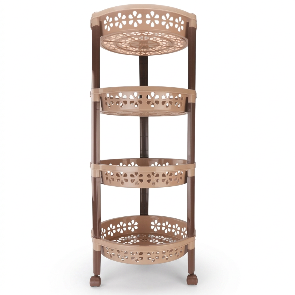 Candy 4 Tier Round Storage Rack with Floral Cut-Out Baskets