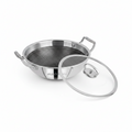 Mastercook 22cm Triply Honeycomb Karai with Glass Lid