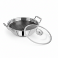 Mastercook 24cm Triply Honeycomb Karai with Glass Lid