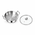 Biryani pot and full glass lid on a white background