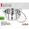 Mastercook Triply Stainless Steel Saute Pot With Glass Lid 20cm
