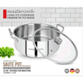 Mastercook Triply Stainless Steel Saute Pot With Glass Lid 24cm