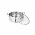 Mastercook Triply Stainless Steel Saute Pot With Glass Lid 32cm