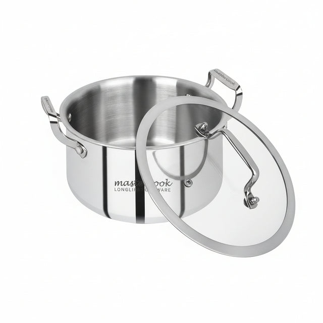 Mastercook 22cm Stainless Steel Casserole with Glass Lid