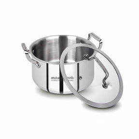 Mastercook 24cm Stainless Steel Casserole with Glass Lid