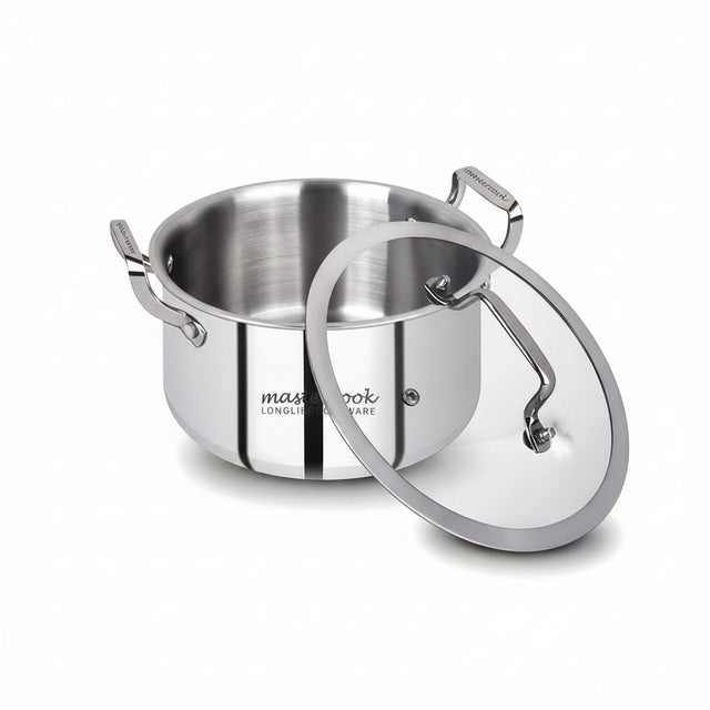 Mastercook 24cm Stainless Steel Casserole with Glass Lid