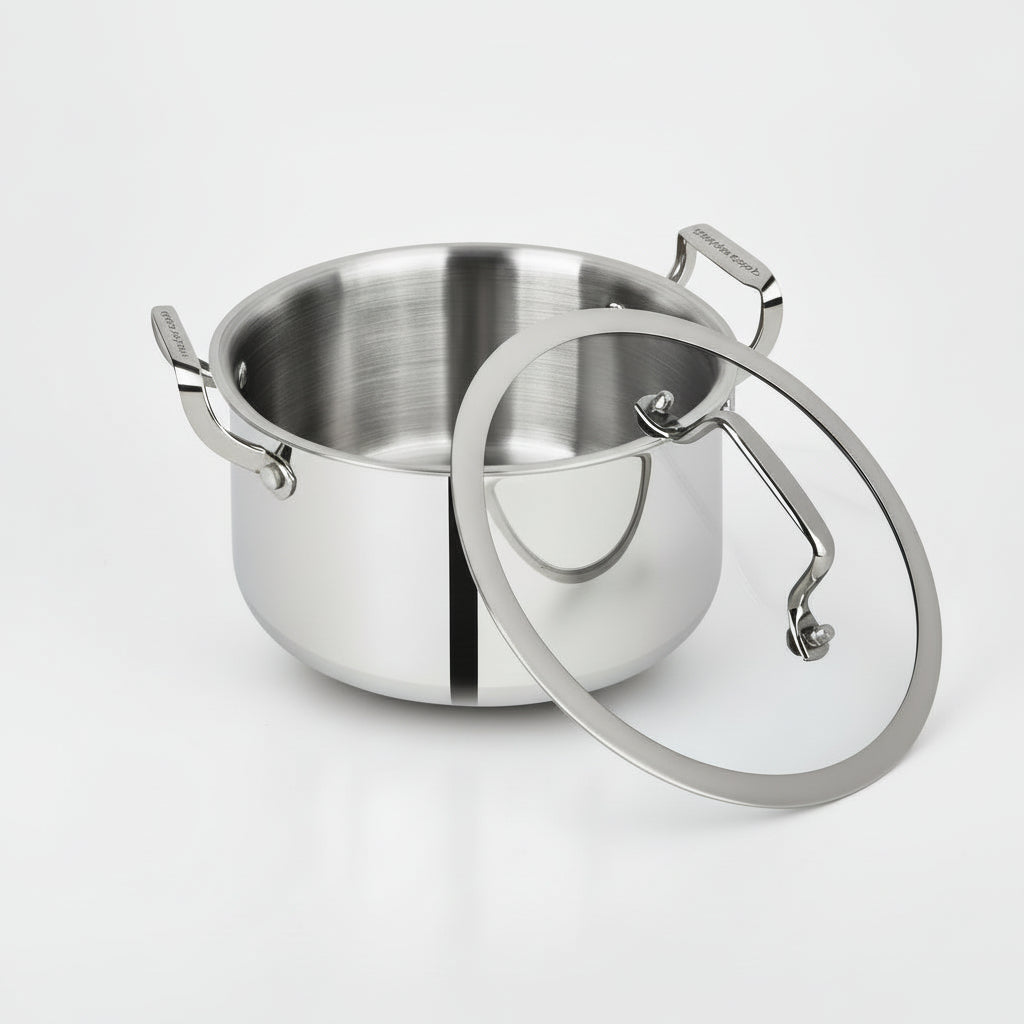 28cm Stainless Steel Casserole with Glass Lid