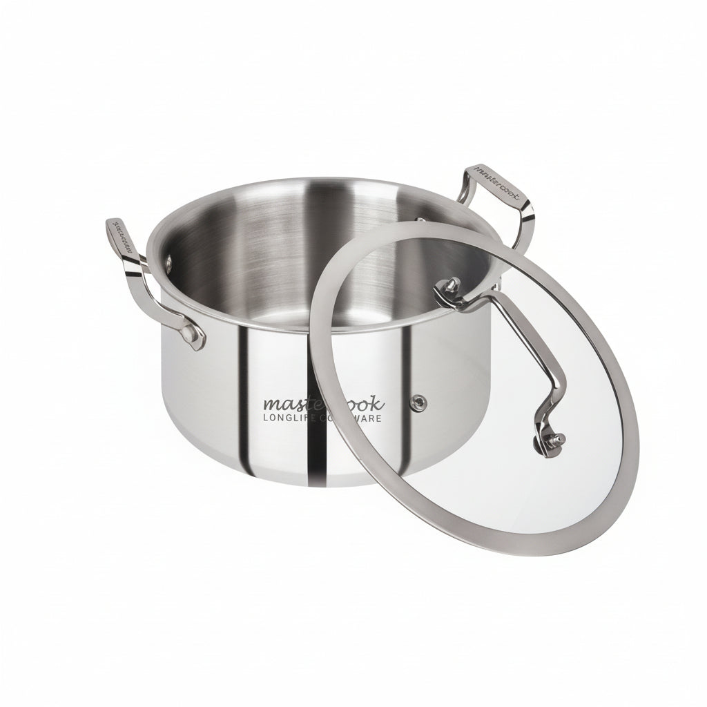 Mastercook 20cm Stainless Steel Casserole with Glass Lid
