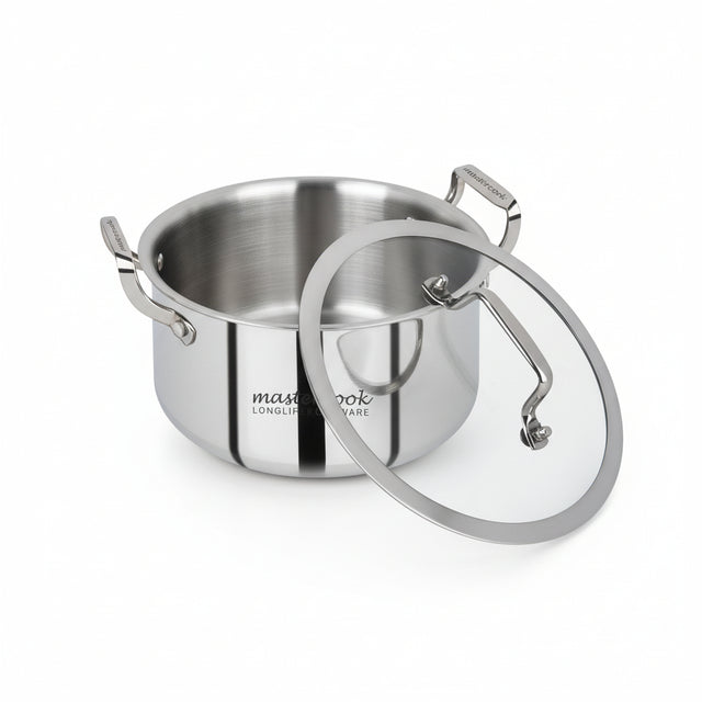 Mastercook 30cm Stainless Steel Casserole with Glass Lid