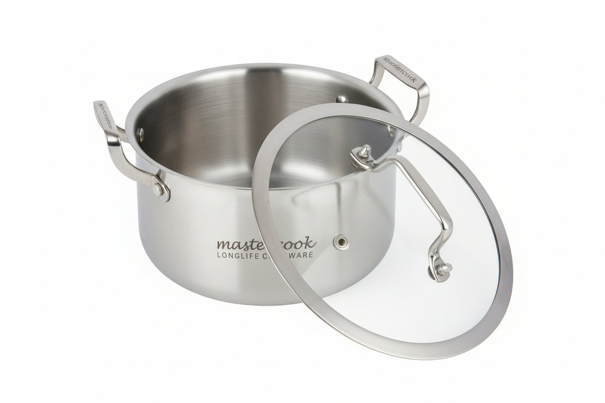 Mastercook 32cm Stainless Steel Casserole with Glass Lid